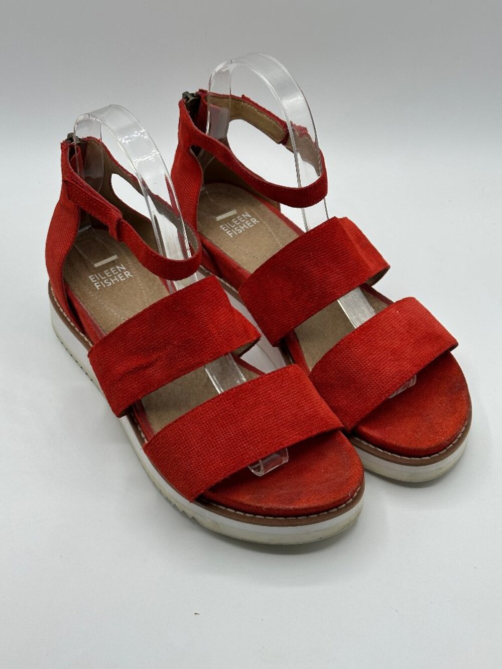 Eileen Fisher Women's Keno Women's Sandals Nubuck Leather Red Size 8